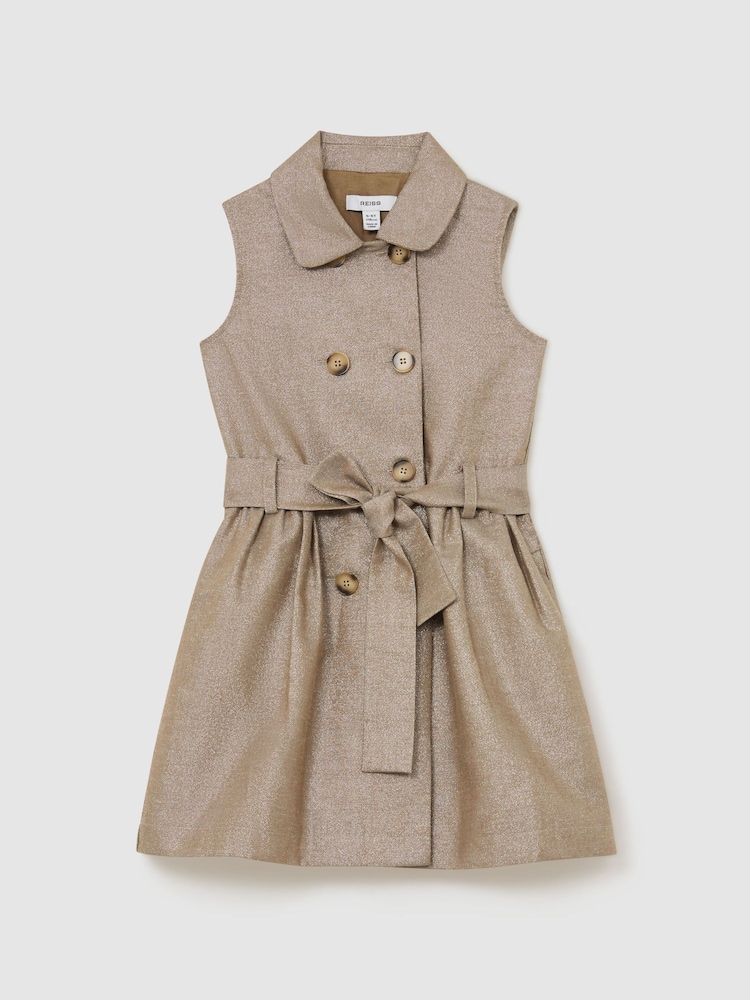 Reiss Bronze Diana 3-9 yrs Cotton-Blend Metallic-Weave Shirt Dress - Image 1 of 3 Reiss Bronze Diana 3-9 yrs Cotton-Blend Metallic-Weave Shirt Dress - Image 1 of 3
