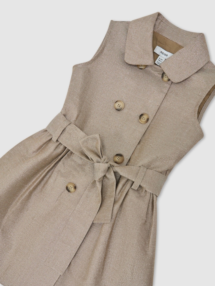 Reiss Bronze Diana 3-9 yrs Cotton-Blend Metallic-Weave Shirt Dress - Image 3 of 3 Reiss Bronze Diana 3-9 yrs Cotton-Blend Metallic-Weave Shirt Dress - Image 3 of 3
