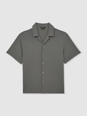 Reiss Sage Green Cedric Textured Cuban-Collar Shirt - Image 2 of 6