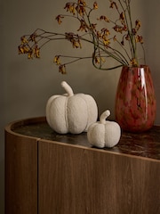 Set of 2 Cream Textured Pumpkin Autumn Room Decorations - Image 1 of 3