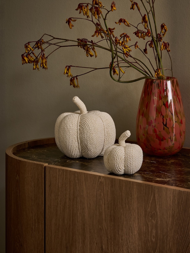 Set of 2 Cream Textured Pumpkin Autumn Room Decorations - Image 1 of 3 Set of 2 Cream Textured Pumpkin Autumn Room Decorations - Image 1 of 3