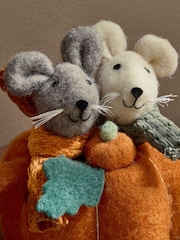 Orange Martha and Morris the Mice Felted Autumn Pumpkin Decoration - Image 2 of 3