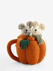 Orange Martha and Morris the Mice Felted Autumn Pumpkin Decoration - Image 3 of 3