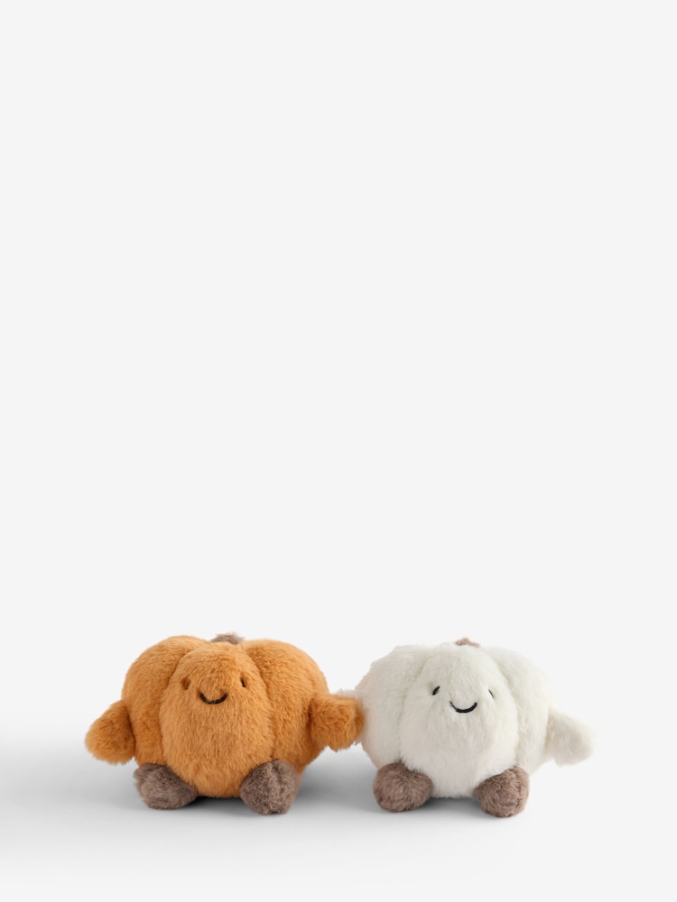 Set of 2 Orange/White Pumpkin Plush Room Decoration - Image 4 of 4 Set of 2 Orange/White Pumpkin Plush Room Decoration - Image 4 of 4