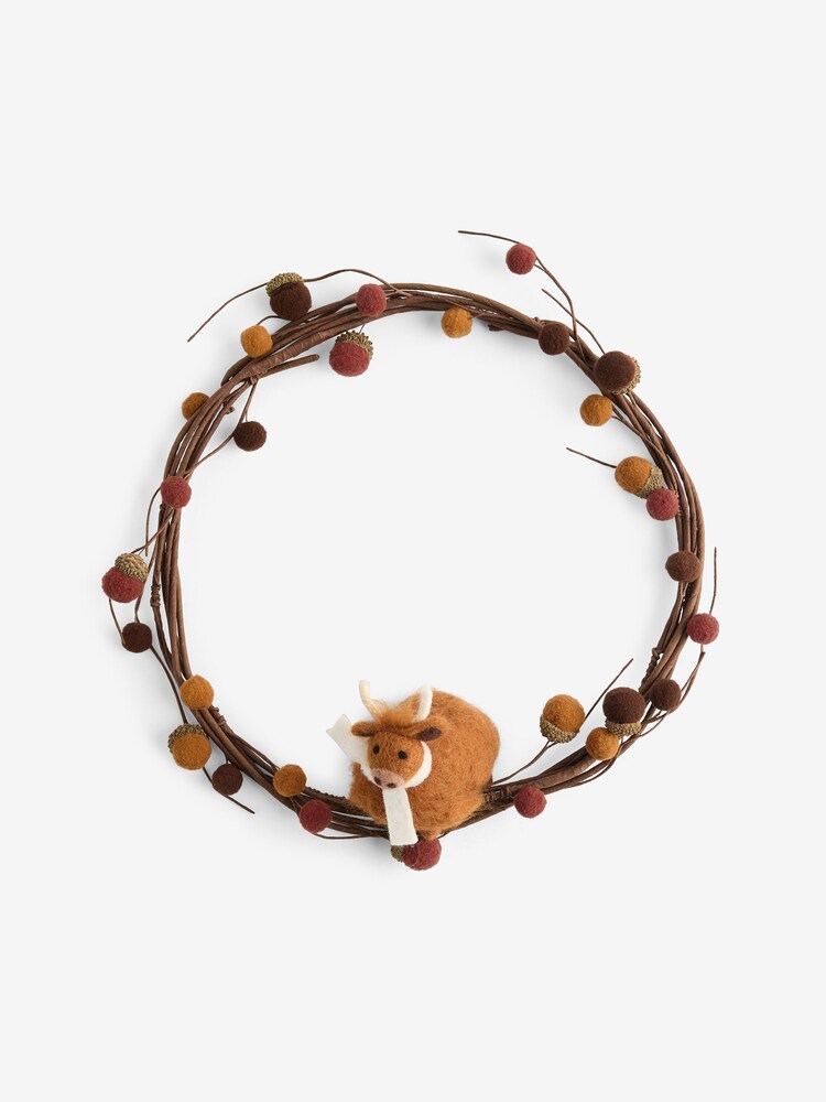 Felt Hamish the Highland Cow Autum Faux Wreath - Imagen 4 de 4