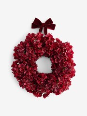 Red Floral Hydrangea Autumn Faux Wreath - Image 3 of 3