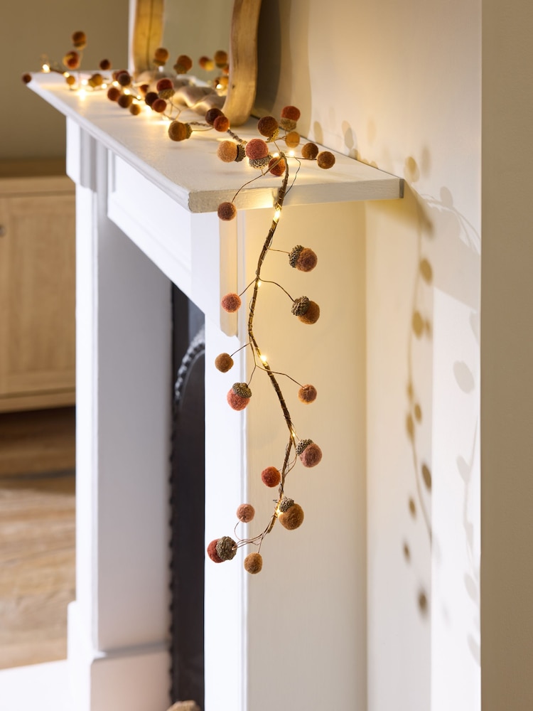 Natural Light Up Autumn Acorn Garland - Image 1 of 5 Natural Light Up Autumn Acorn Garland - Image 1 of 5