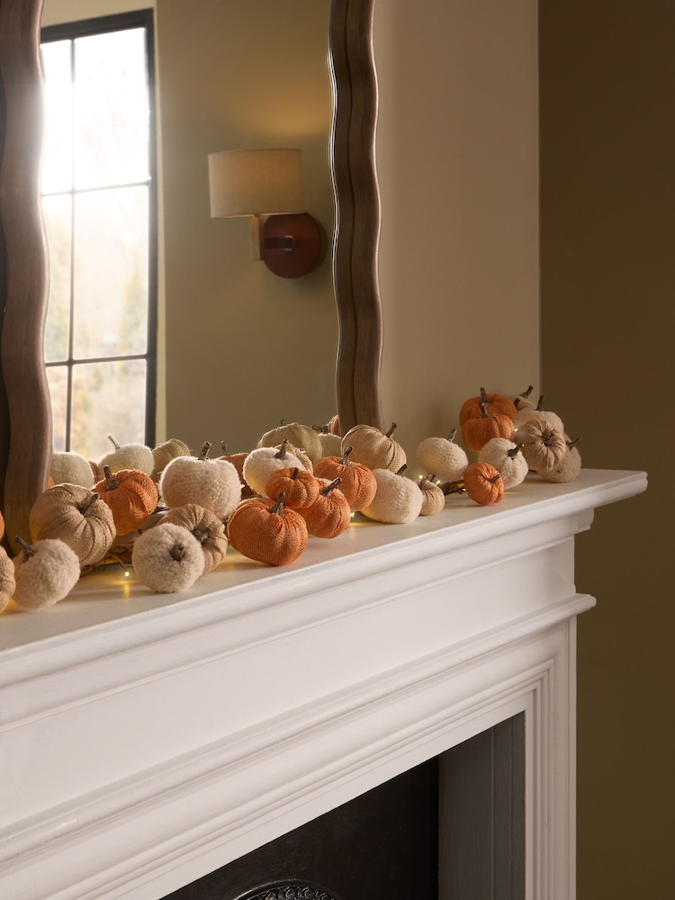 Natural Light Up Autumn Pumpkin Garland - Image 1 of 4 Natural Light Up Autumn Pumpkin Garland - Image 1 of 4