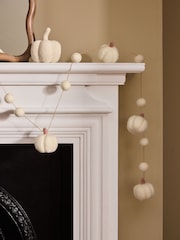 Cream Felted Autumn Pumpkin Garland - Image 1 of 3