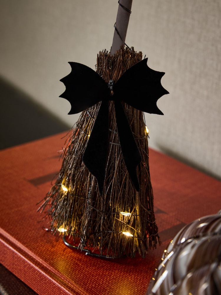 Black Light Up Broom Small Halloween Decoration - Image 2 of 4 Black Light Up Broom Small Halloween Decoration - Image 2 of 4