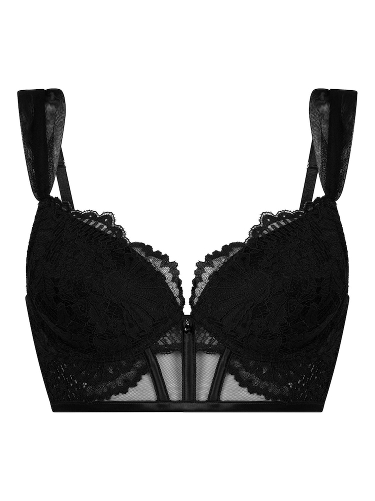 Hunkemöller Black Padded Plunge Push Long Line Bra - Image 4 of 4