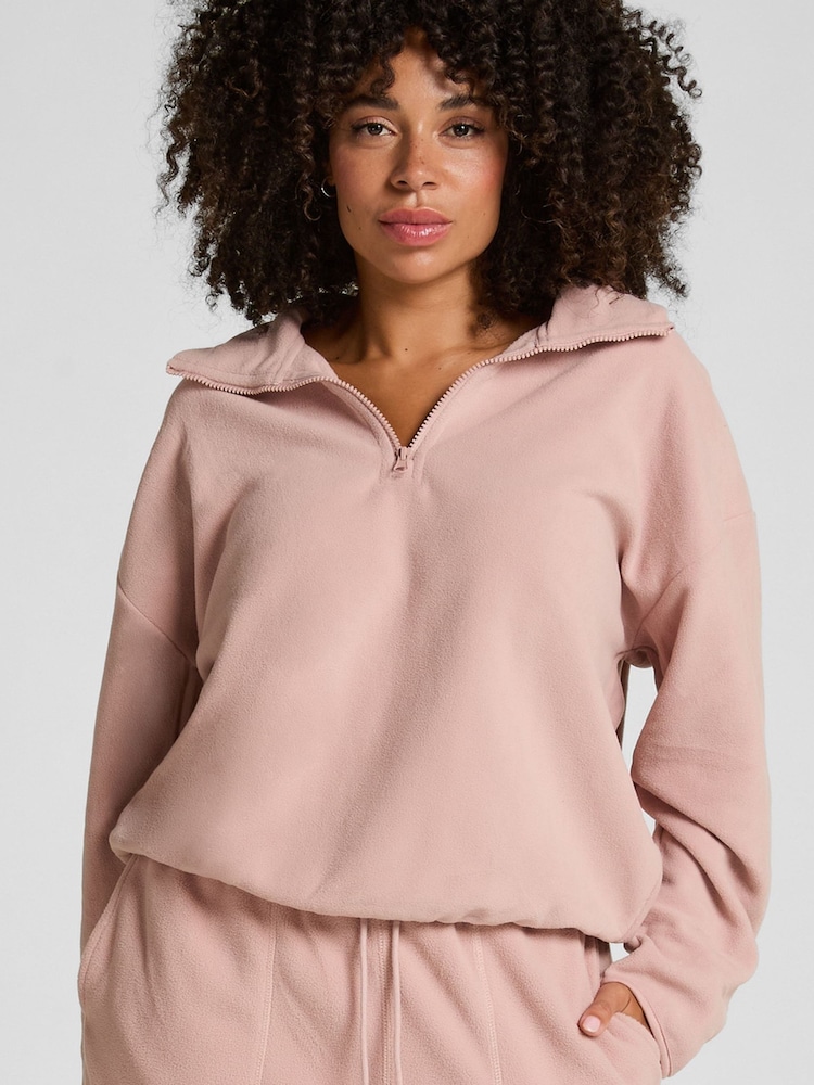Hunkemoller Pink Top Half Zip Sporty Fleece - תמונה 1 מתוך 5 Hunkemoller Pink Top Half Zip Sporty Fleece - תמונה 1 מתוך 5