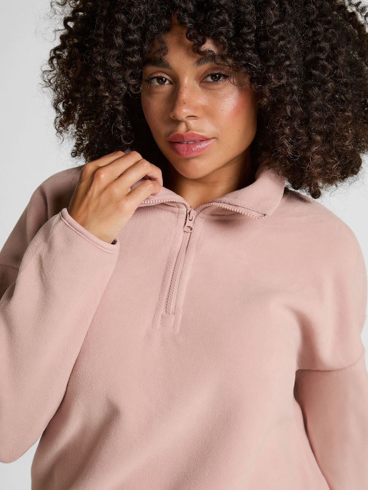 Hunkemoller Pink Top Half Zip Sporty Fleece - תמונה 2 מתוך 5 Hunkemoller Pink Top Half Zip Sporty Fleece - תמונה 2 מתוך 5