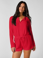Rojo - Hunkemoller Short Rib Jersey Onesie - Imagen 1 de 5
