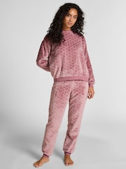 Hunkemoller Purple Fleece Heart Pyjamas Set - Image 1 of 5