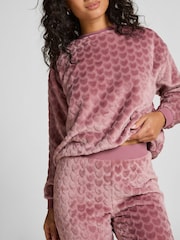Hunkemoller Purple Fleece Heart Pyjamas Set - Image 2 of 5