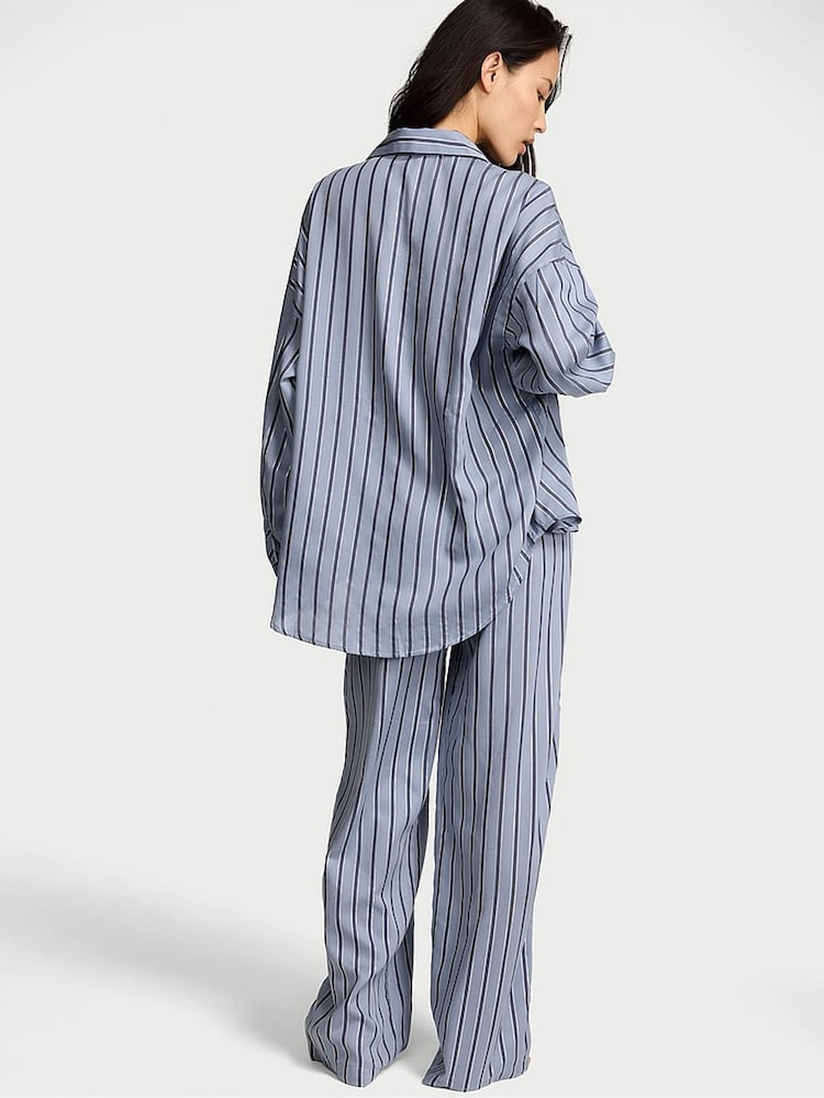 Victoria's Secret Ink Blue Stripe Cotton Modal Long Pyjama Set - Image 2 of 3