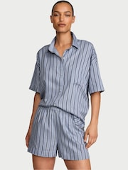 Victoria's Secret Ink Blue Shimmer Stripe Cotton Modal Short Pyjamas Set - Image 1 of 2