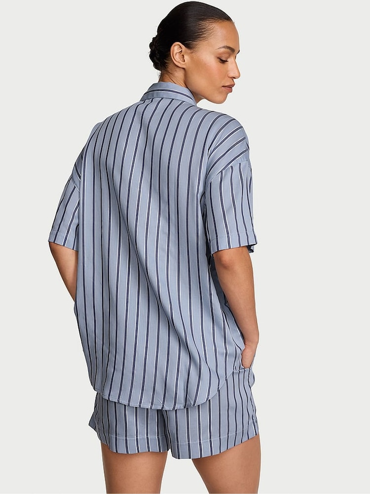 Victoria's Secret Ink Blue Shimmer Stripe Cotton Modal Short Pyjamas Set - Image 2 of 2