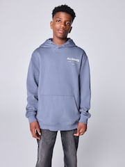 smALLSAINTS Dark Purple Oversized Underground Pullover Hoodie - Image 1 of 10