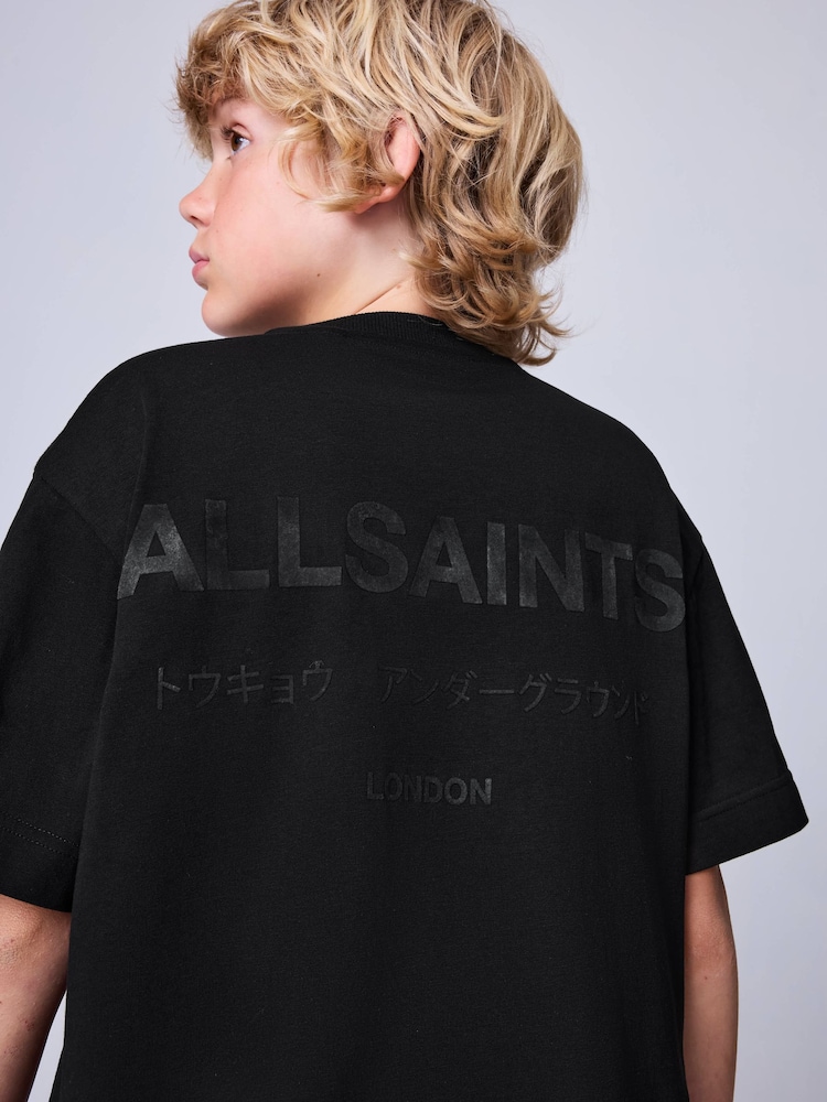 smALLSAINTS Black/ Khaki Flock Oversized Underground Crew Cotton T-Shirt - Image 1 of 11