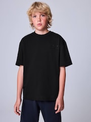 smALLSAINTS Black/ Khaki Flock Oversized Underground Crew Cotton T-Shirt - Image 2 of 11