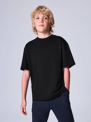 smALLSAINTS Black/ Khaki Flock Oversized Underground Crew Cotton T-Shirt - Image 3 of 11
