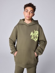 smALLSAINTS Khaki Green Oversized Orlando Pullover Hoodie - Image 1 of 12