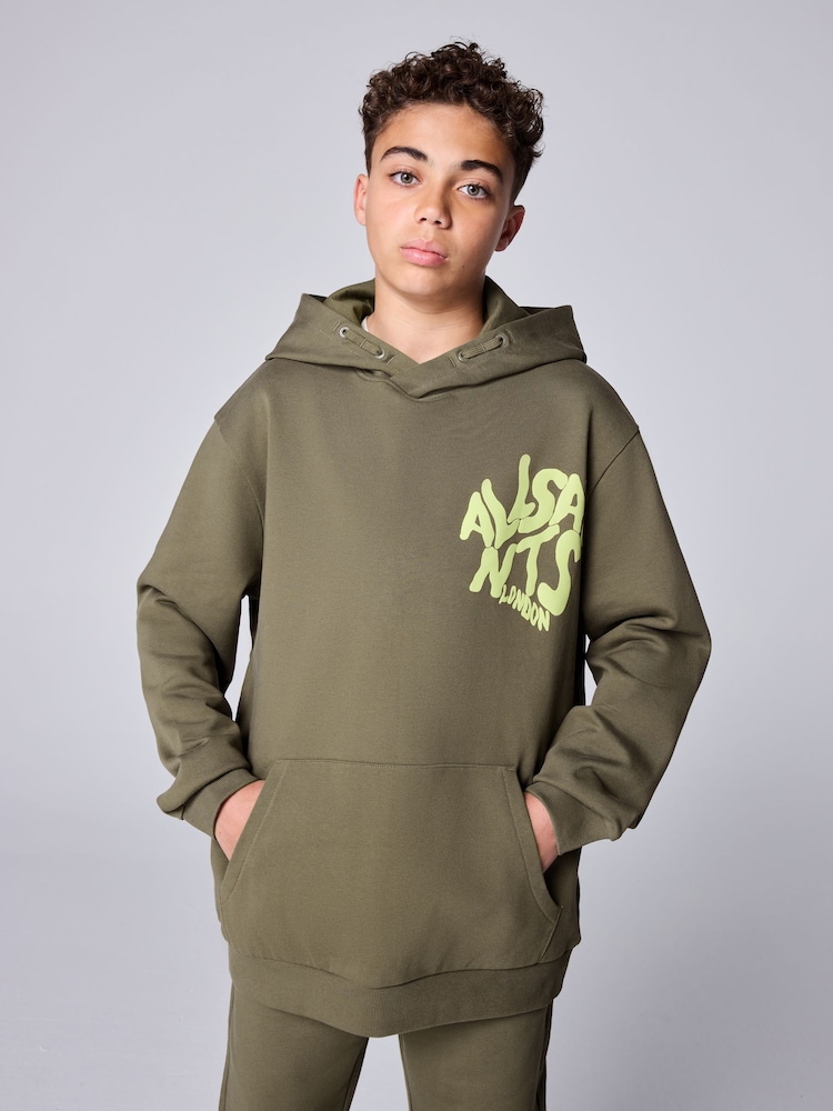 smALLSAINTS Khaki Green Oversized Orlando Pullover Hoodie - Image 1 of 12 smALLSAINTS Khaki Green Oversized Orlando Pullover Hoodie - Image 1 of 12