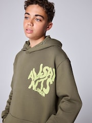 smALLSAINTS Khaki Green Oversized Orlando Pullover Hoodie - Image 4 of 12