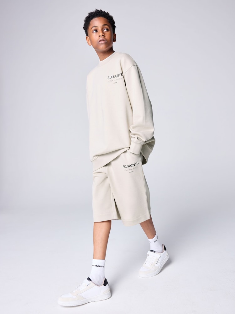 smALLSAINTS Neutral Underground Oversized Sweatshirt and Sweat Shorts Set - Image 1 of 13
