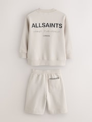 smALLSAINTS Neutral Underground Oversized Sweatshirt and Sweat Shorts Set - Image 10 of 13