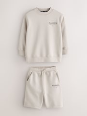 smALLSAINTS Neutral Underground Oversized Sweatshirt and Sweat Shorts Set - Image 9 of 13