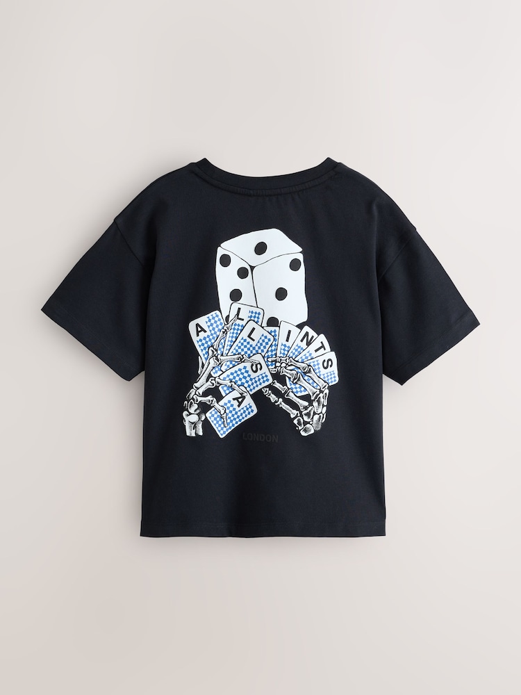smALLSAINTS Black/Dealt Oversized Graphic Crew Neck T-Shirt - Image 2 of 5 smALLSAINTS Black/Dealt Oversized Graphic Crew Neck T-Shirt - Image 2 of 5