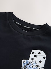smALLSAINTS Black/Dealt Oversized Graphic Crew Neck T-Shirt - Image 4 of 5