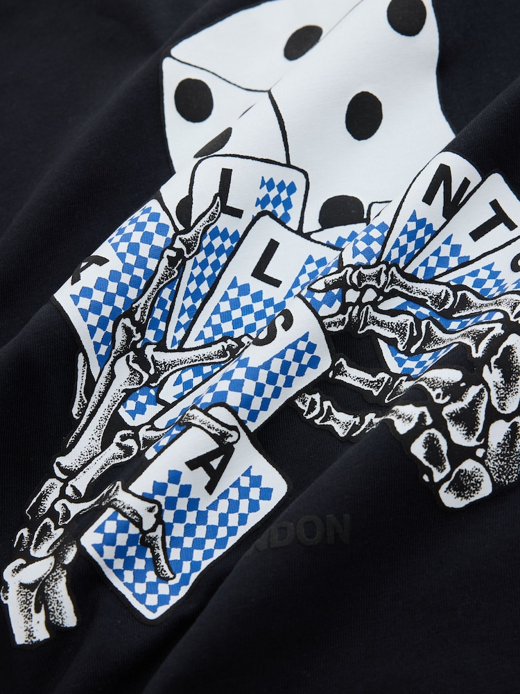 smALLSAINTS Black/Dealt Oversized Graphic Crew Neck T-Shirt - Image 5 of 5 smALLSAINTS Black/Dealt Oversized Graphic Crew Neck T-Shirt - Image 5 of 5
