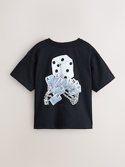 smALLSAINTS Black/Dealt Oversized Graphic Crew Neck T-Shirt - Image 8 of 11