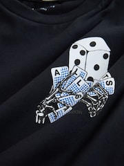 smALLSAINTS Black/Dealt Oversized Graphic Crew Neck T-Shirt - Image 9 of 11