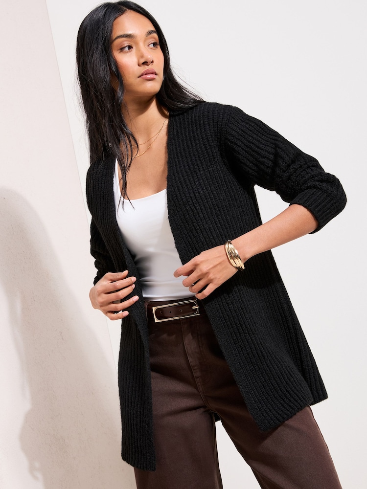 Friends Like These Black Chunky Longline Cardigan - Image 1 of 4