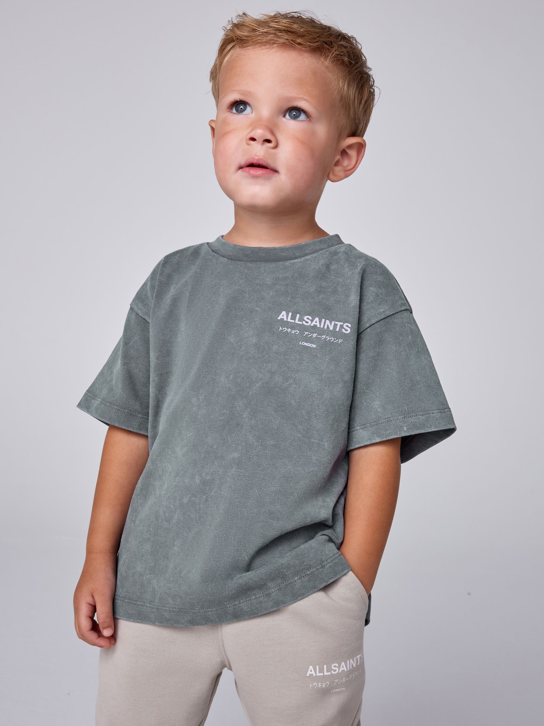 smALLSAINTS Charcoal Grey Younger Oversized Underground Crew Neck T-Shirt view 1