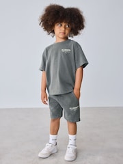 smALLSAINTS Charcoal Grey Younger Oversized Underground Crew Neck T-Shirt - Image 1 of 11