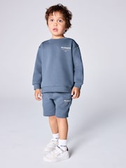 smALLSAINTS Mid Blue Underground Oversized Younger Sweatshirt and Shorts Set - Image 2 of 10