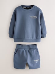 smALLSAINTS Mid Blue Underground Oversized Younger Sweatshirt and Shorts Set - Image 6 of 10