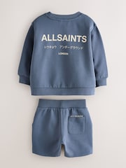 smALLSAINTS Mid Blue Underground Oversized Younger Sweatshirt and Shorts Set - Image 7 of 10