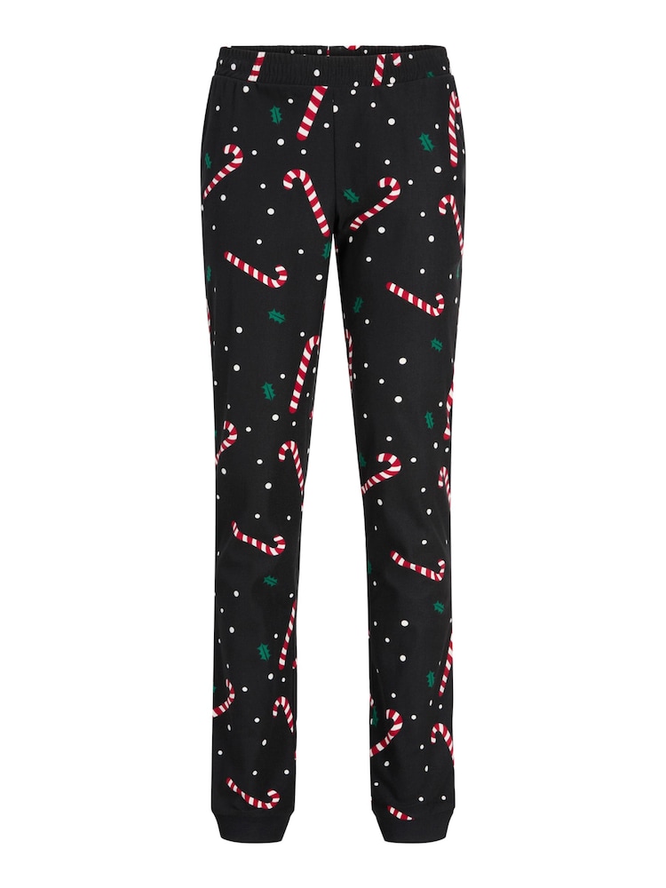 JACK & JONES Junior Candy Cane Print Black Pyjamas - Image 2 of 3 JACK & JONES Junior Candy Cane Print Black Pyjamas - Image 2 of 3