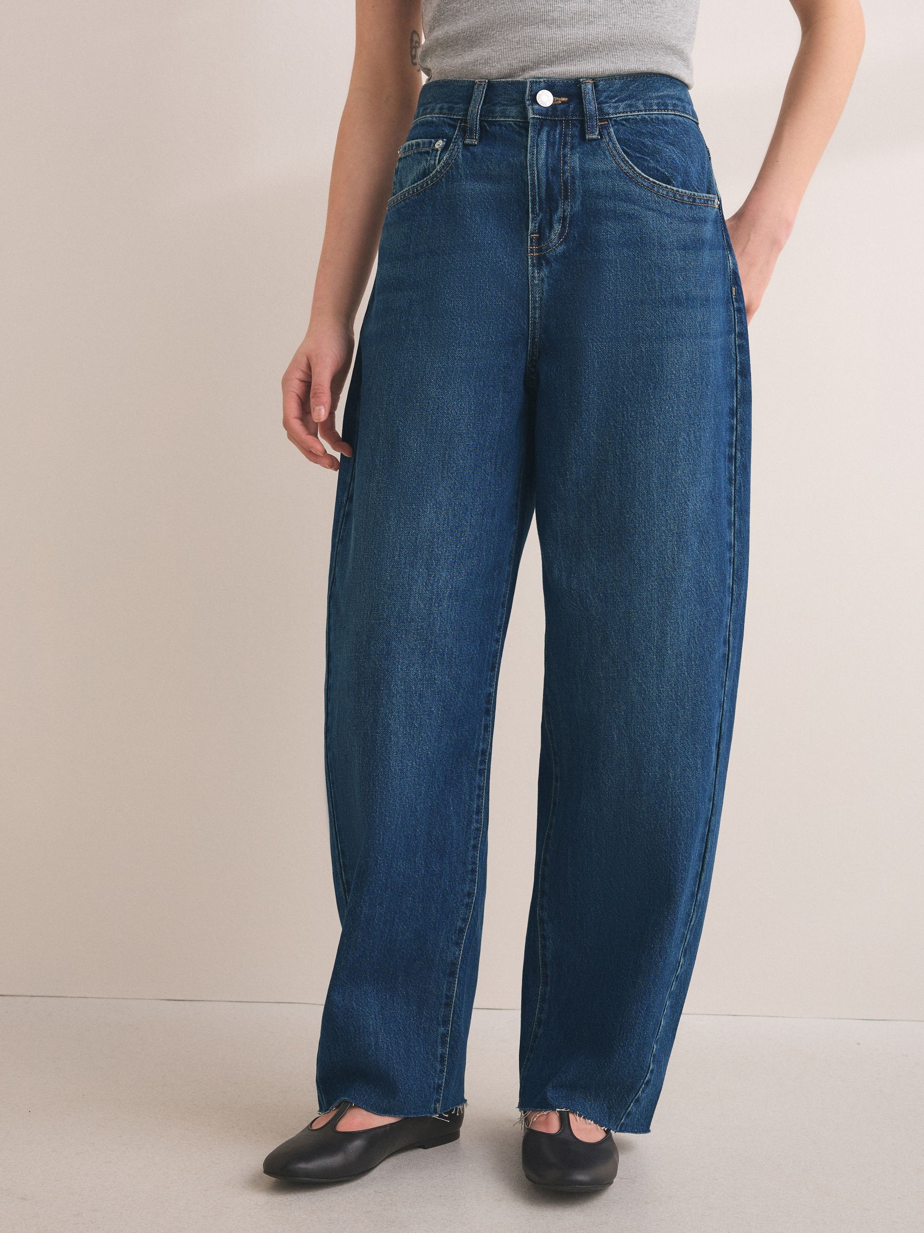 Buy Dark Blue Barrel Leg Jeans from Next USA