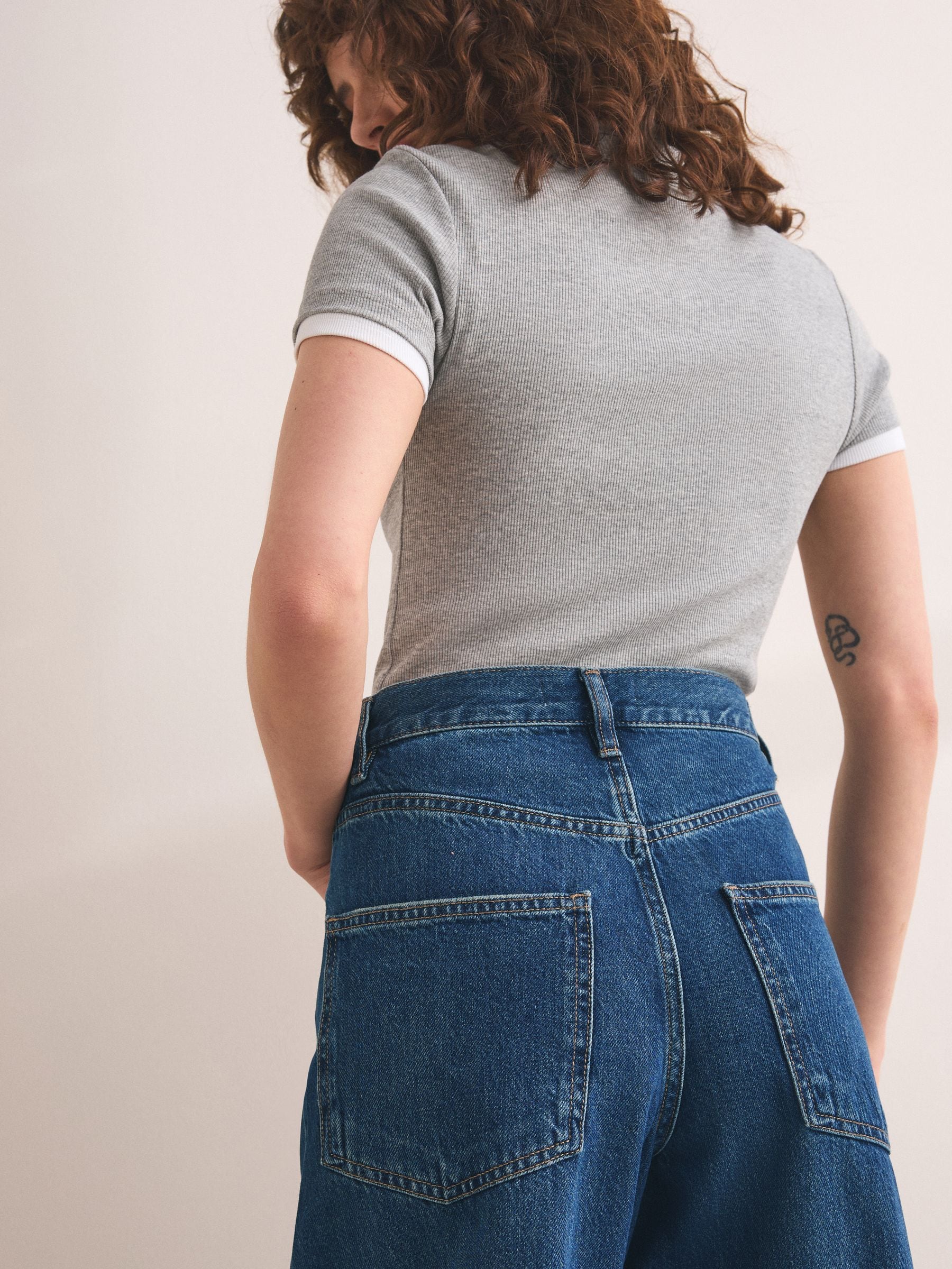 Buy Dark Blue Barrel Leg Jeans from Next USA