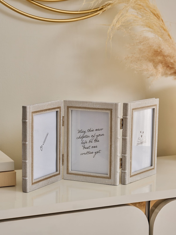 Grey Chic Books Folding Multi Aperture Photo Frame - Image 1 of 4