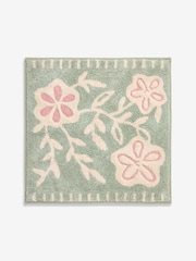 Sage Green Floral Cotton Shower Mat - Image 3 of 3