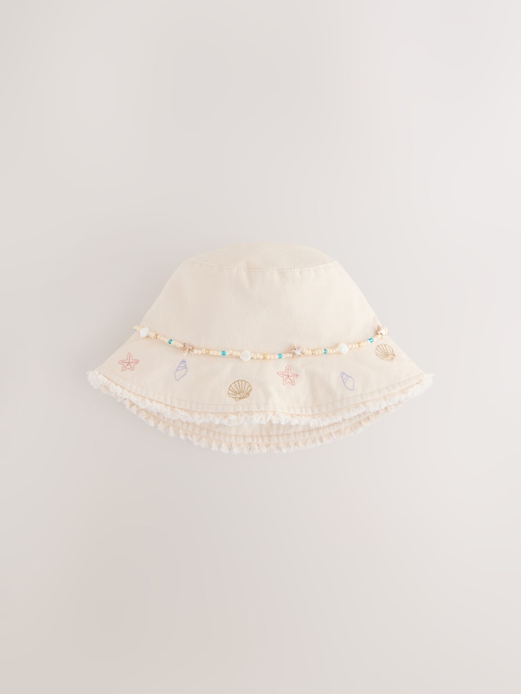 Cream Beaded Chain Bucket Hat (3-16yrs) - Image 1 of 3 Cream Beaded Chain Bucket Hat (3-16yrs) - Image 1 of 3